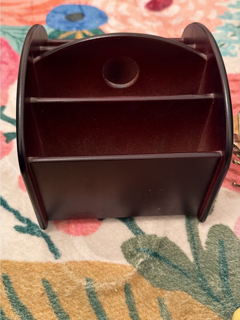 Dark Brown Wooden Desk remote holder or desk organizer